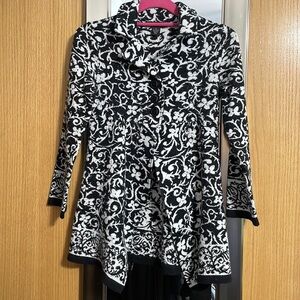 Style & Co. Size Small wool blend black and white knit blazer 3 front buttons